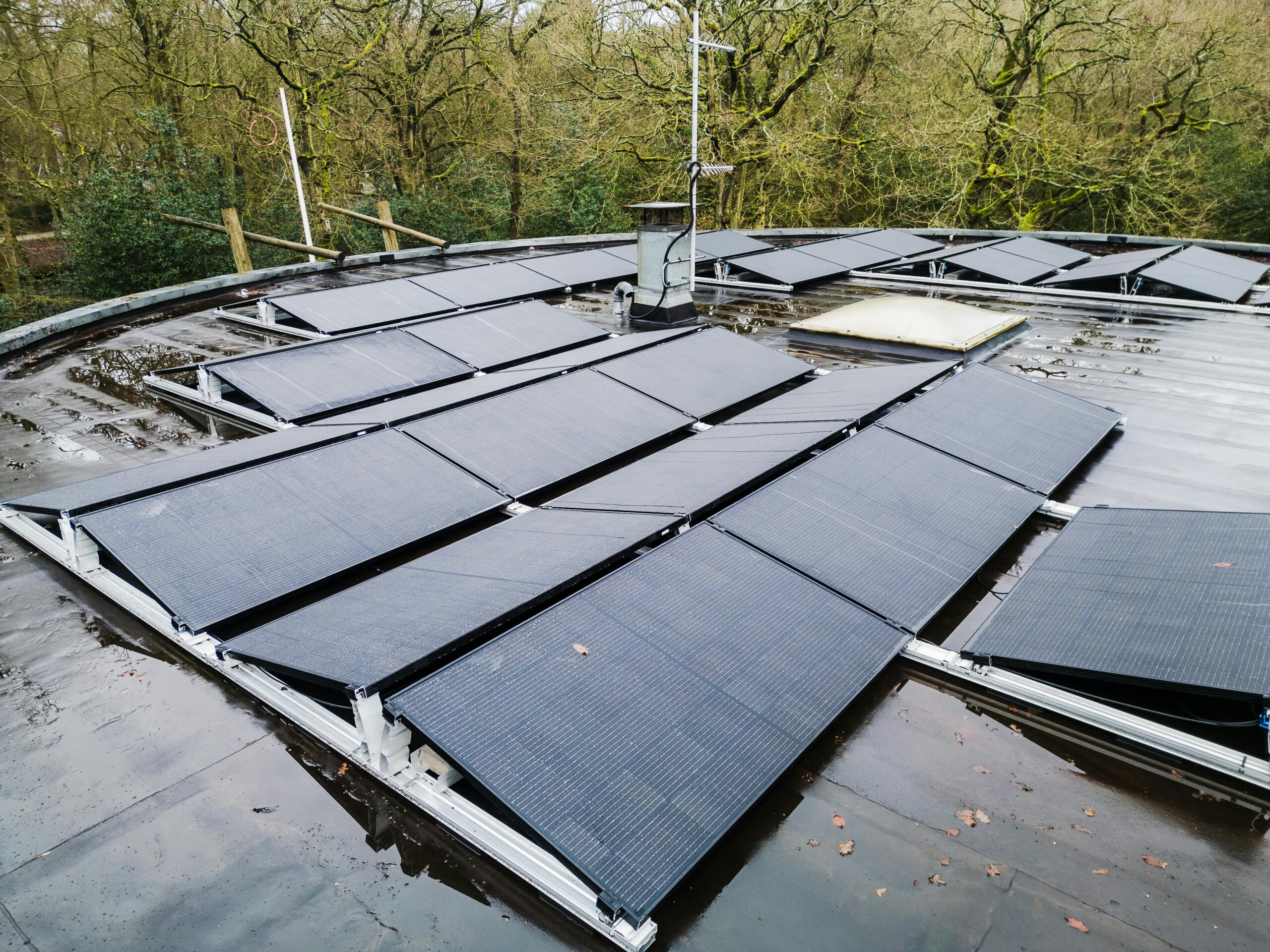 Solar panels installed on a residential rooftop in India